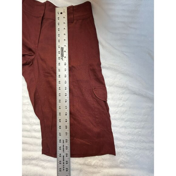 Cabi Women's Mid Rise Linen Outdoor Casual Cargo Bermuda Shorts Rust Brown 12 - Picture 9 of 9